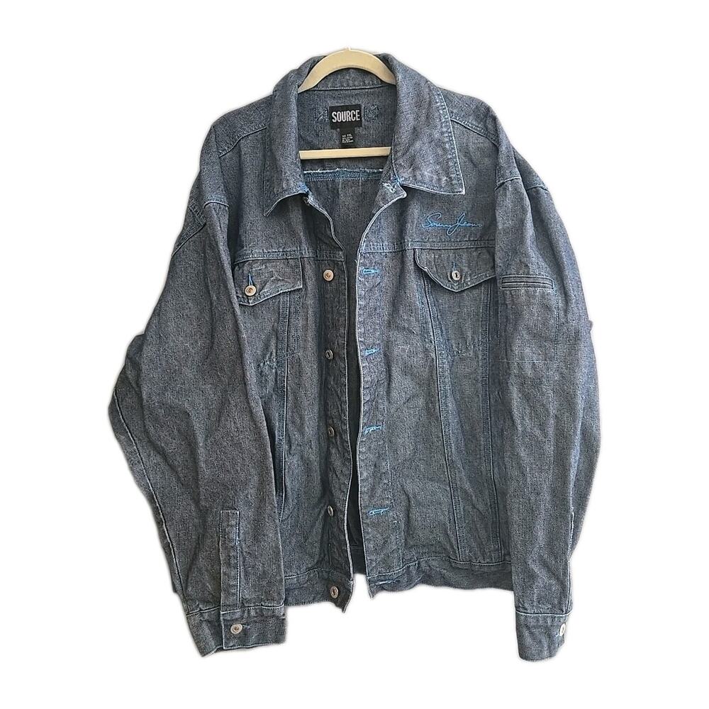 Sean John Blue Denim Jean Trucker Jacket Men's Size 2x Y2K Hip Hop Baggy Grunge